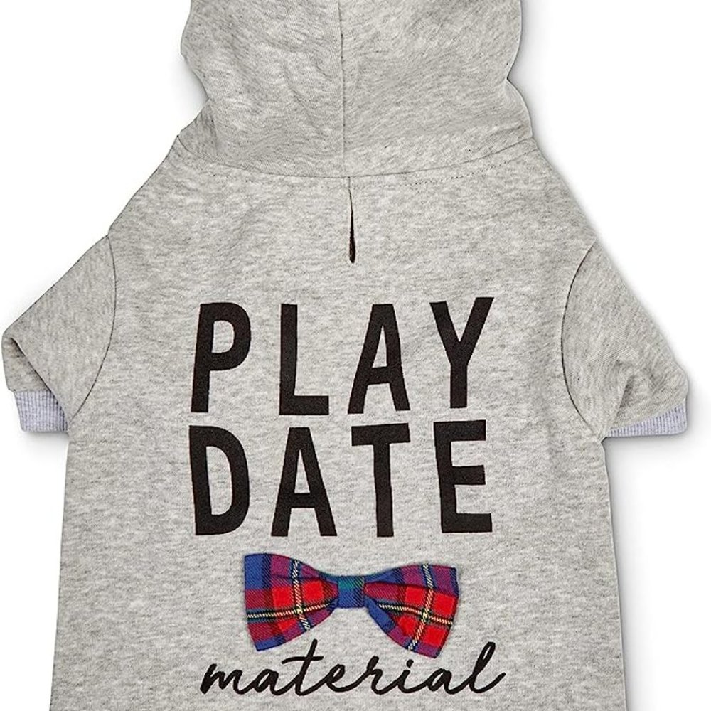 NWT Bond & Company Gray Dog Hooded Sweatshirt Large Play Date Material